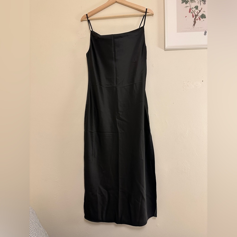 Urban Outfitters Black Satin Slip Maxi Dress